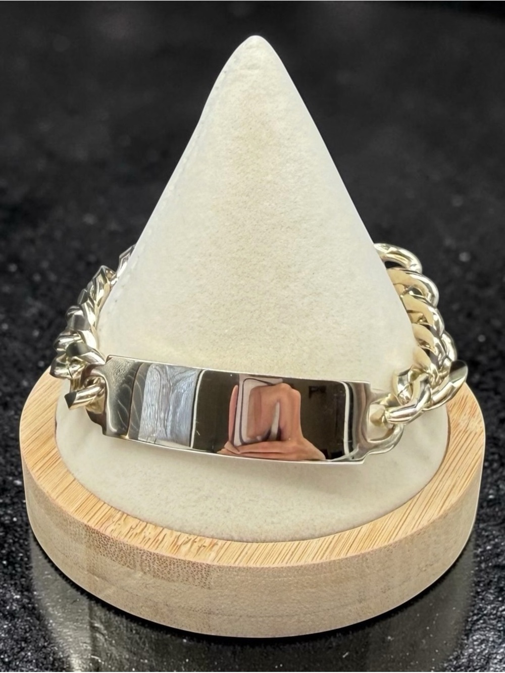 1960’s Nickel Silver ID Bracelet 8” Not Monogrammed  Cuban Link Curb Chain